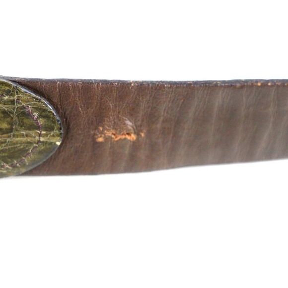 VTG GREEN ALLIGATOR CALFSKIN BEIGE ELASTIC 1"Wd CASUAL DRESS BELT Sz 40 (B36 - Picture 13 of 15